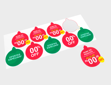 Adesivo para Vitrine Transparente Kit com 4x Círculos de Natal 23,8x26cm e 5x Círculos de Natal 22x25,3cm - 4x0 - 1 unid