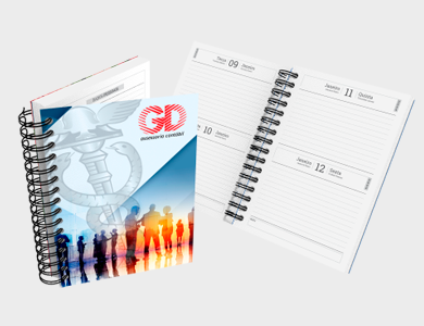 Agenda Dois Dias por Página A5 2025 Capa Maleável 96 Páginas 14,95x21cm (Supremo 300g Verniz Total Frente) - 4x0 - 25 unid