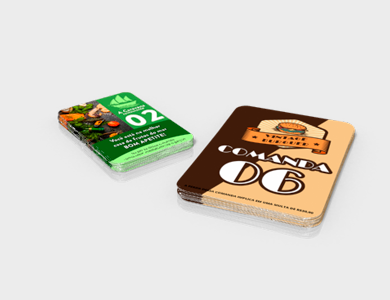 Comanda com Arte Variável em PVC 0,76mm Cristal Frente e Verso 8,5x11,4cm - 4x0 - 1 unid