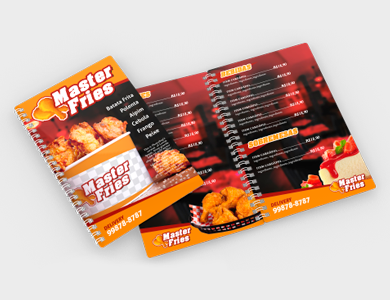 Cardápio Wire-o com 14 Páginas em PVC 0,76mm Cristal Frente e Verso 13,6x21,1cm - 4x4 - 100 unid