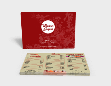 Cardápio em PVC 0,76mm Cristal Frente e Verso 30x45cm 1 Folha - 4x4 - 5 unid