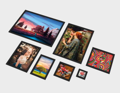 Quadro Decorativo com Moldura Caixa Baixa com Vidro Adesivado com Laminação Fosca 15x15cm - 4x0 - 20 unid